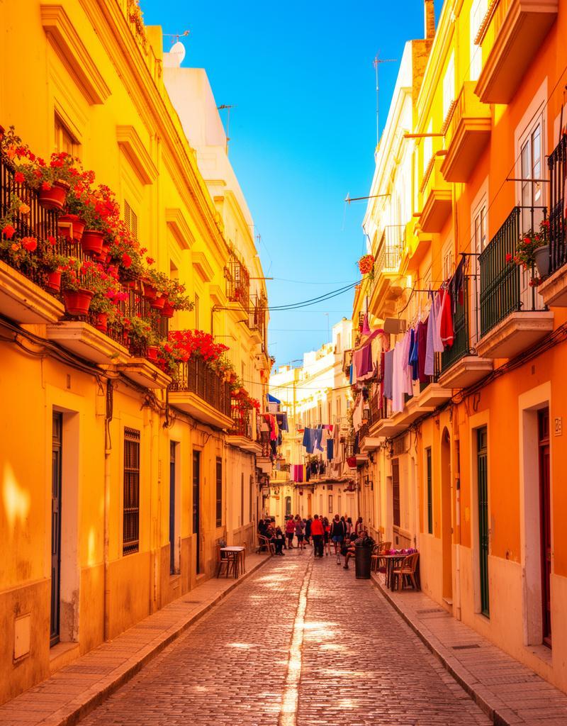Quiet residential street in old-town Cádiz
